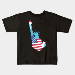 Statue of Liberty with USA Flag Kids T-Shirt